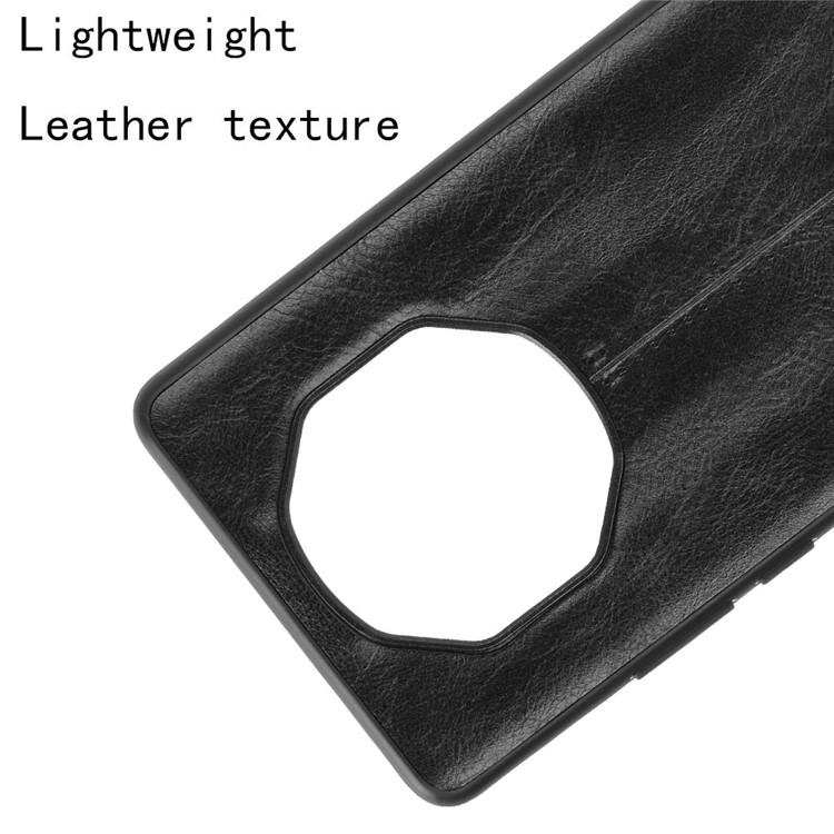 PU Leather with Stitching Line Coated PC Panel + TPU Frame Hybrid Case for Huawei Mate 40 RS Porsche Design - Black-4