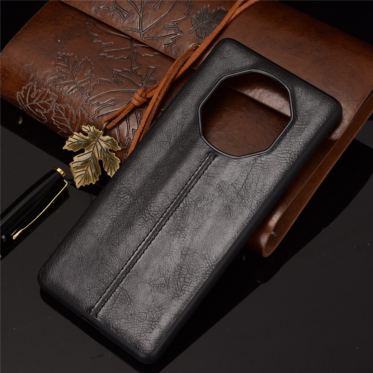 PU Leather with Stitching Line Coated PC Panel + TPU Frame Hybrid Case for Huawei Mate 40 RS Porsche Design - Black-8