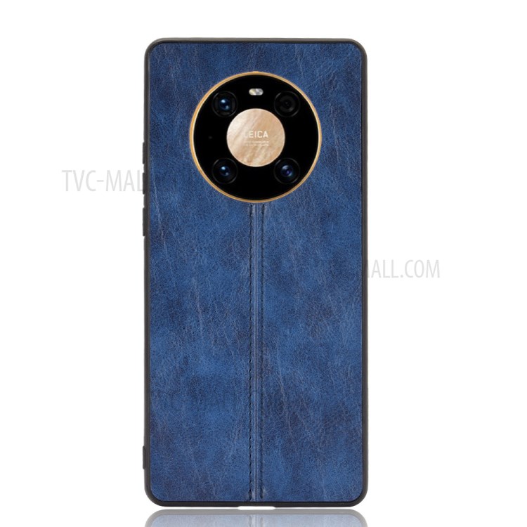PU Leather Coated PC Panel + TPU Frame Stitching Line Hybrid Case for Huawei Mate 40 Pro Plus - Blue-2