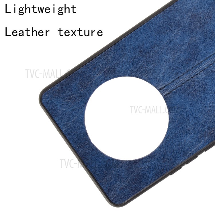PU Leather Coated PC Panel + TPU Frame Stitching Line Hybrid Case for Huawei Mate 40 Pro Plus - Blue-5