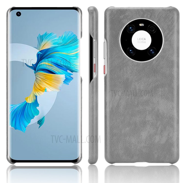 Litchi Texture PU Leather Coated PC Mobile Casing for Huawei Mate 40 - Grey-1