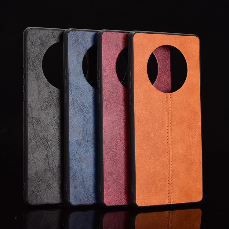 Stitching Line Design PU Leather Coated Hybrid Case for Huawei Mate 40 - Black-9