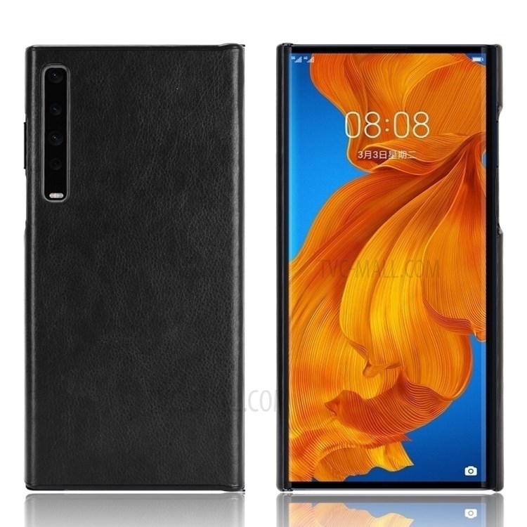 Litchi Texture PU Leather Coated PC Phone Case for Huawei Mate X / Mate Xs - Black-1