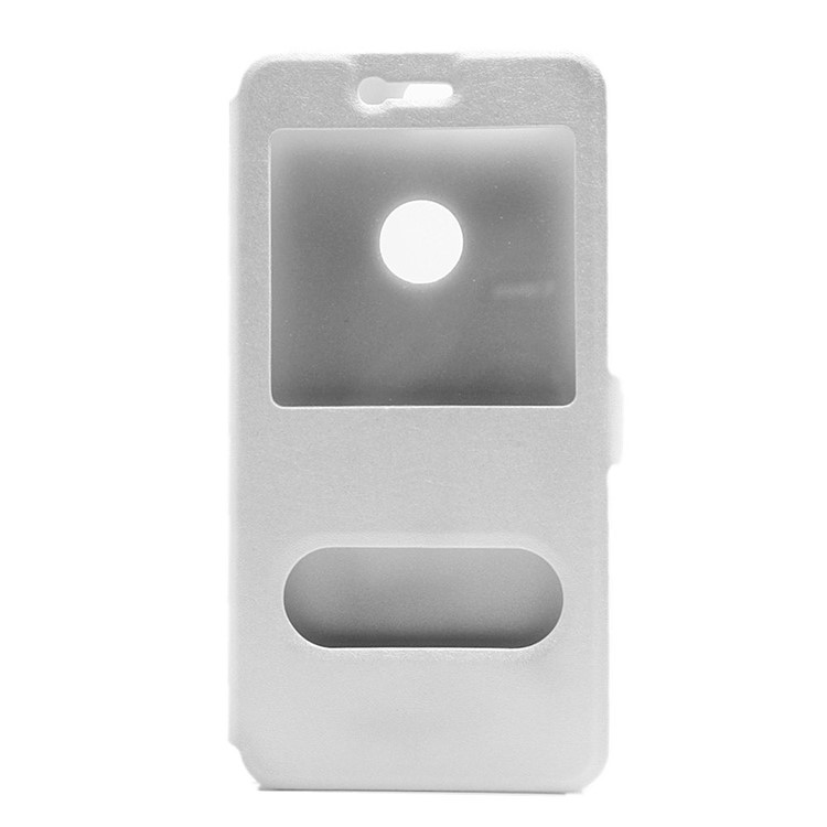 Silk Texture Dual Window Leather Cover for Huawei Honor 8 - White-2