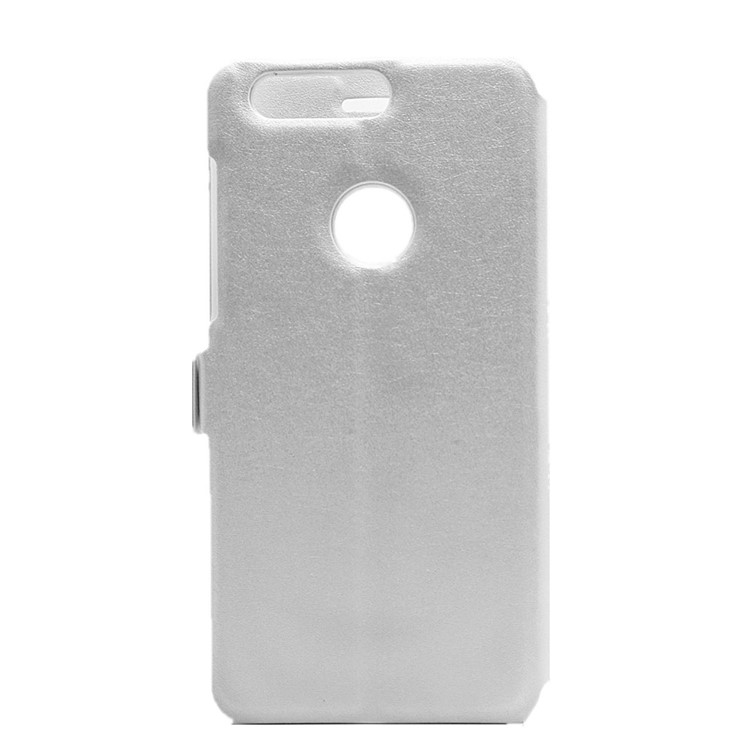 Silk Texture Dual Window Leather Cover for Huawei Honor 8 - White-3