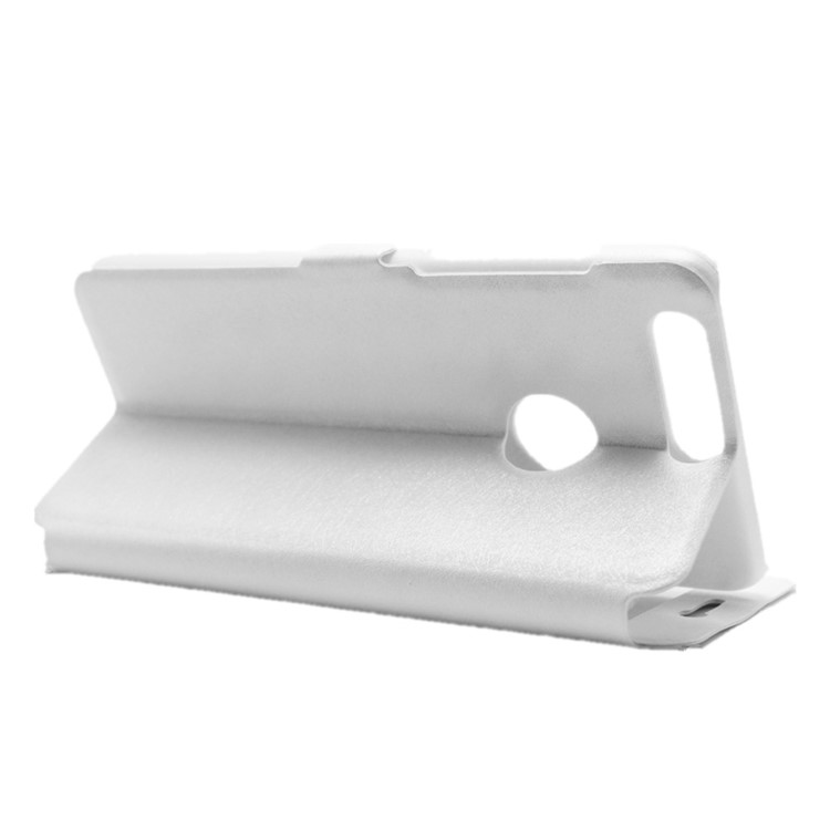 Silk Texture Dual Window Leather Cover for Huawei Honor 8 - White-5
