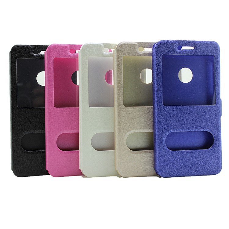 Silk Texture Dual Window Leather Cover for Huawei Honor 8 - White-6