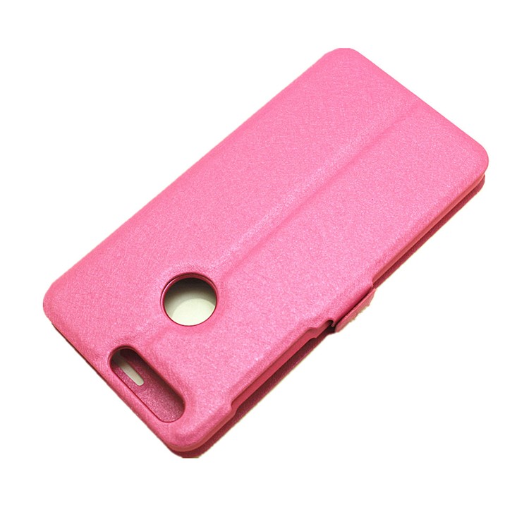 Silk Texture Dual Window Leather Stand Case for Huawei Honor 8 - Rose-7