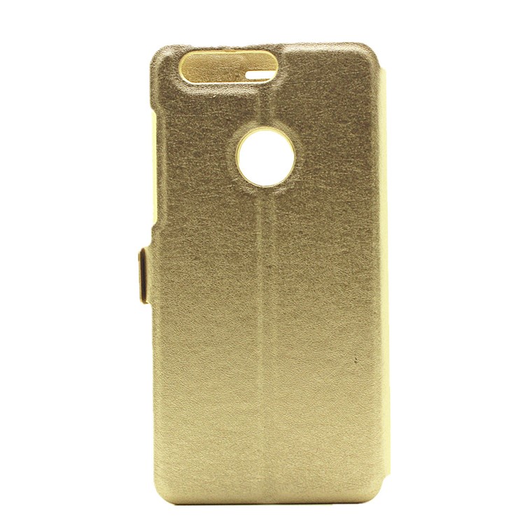 Silk Texture Dual Window Leather Flip Cover for Huawei Honor 8 - Gold-3