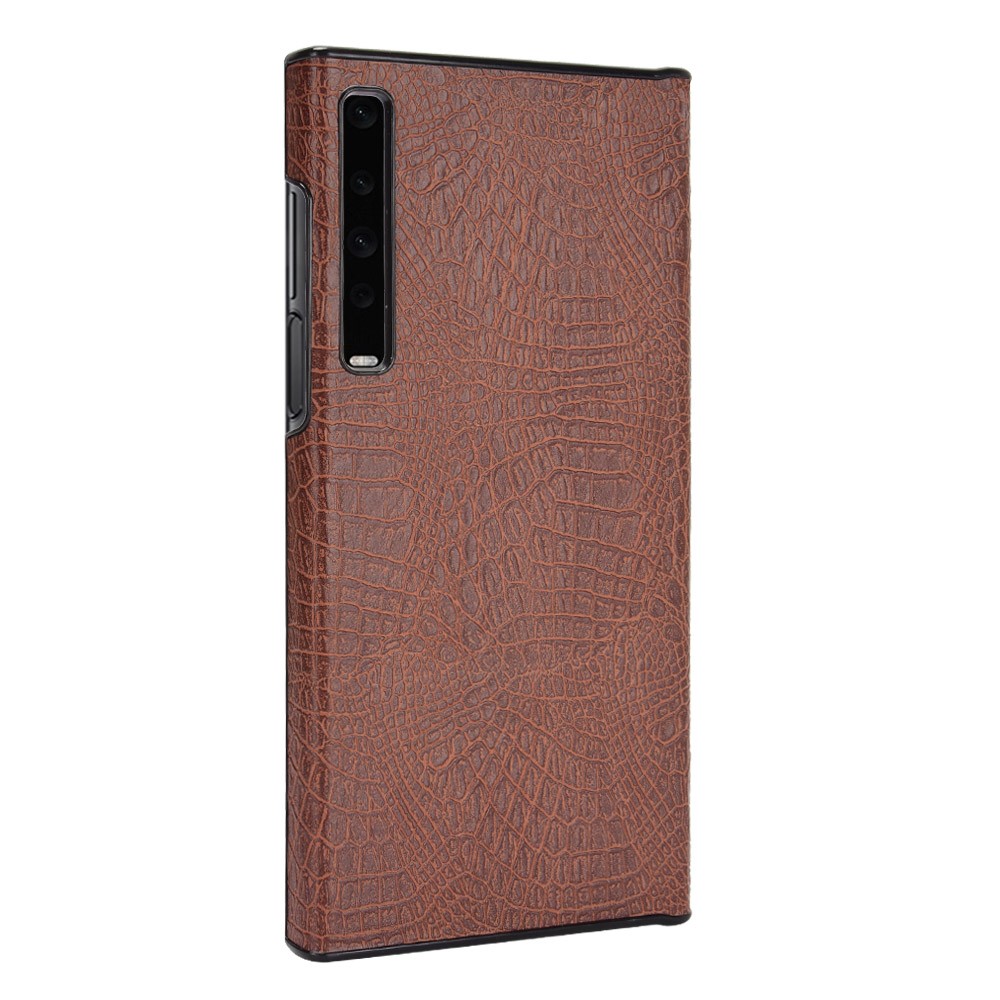 Crocodile Leather Coated PC Phone Case Cover for Huawei Mate X/XS - Brown-2