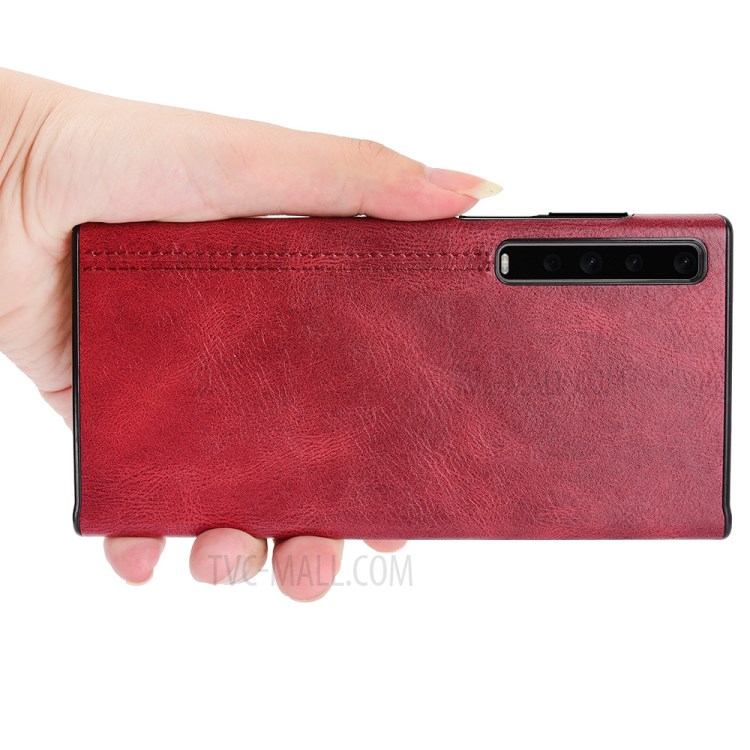 TPU Frame + PU Leather Coated PC Panel Hybrid Case for Huawei Mate X/XS - Red-4
