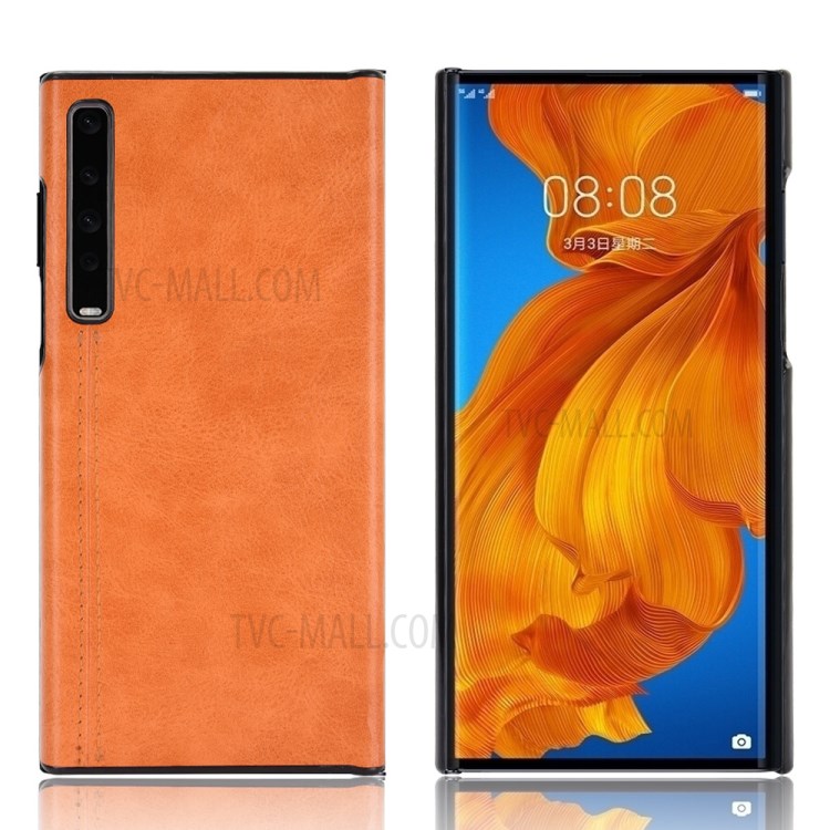 TPU Frame + PU Leather Coated PC Panel Hybrid Case for Huawei Mate X/XS - Orange-1