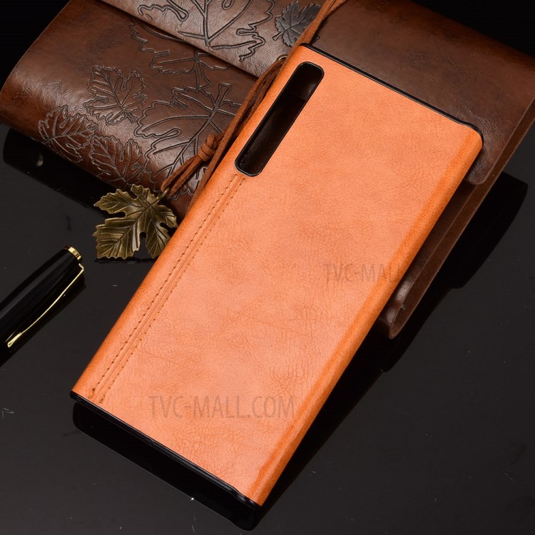TPU Frame + PU Leather Coated PC Panel Hybrid Case for Huawei Mate X/XS - Orange-4