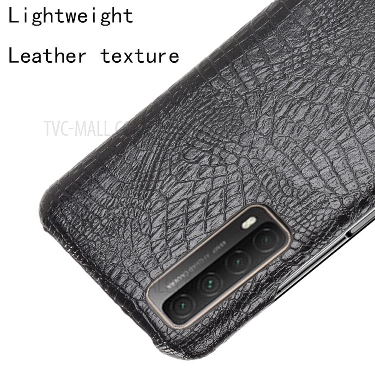 Crocodile Texture PC + PU Leather Phone Case Cover for Huawei P smart 2021 / Y7a - Black-4