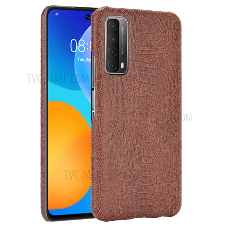Crocodile Texture PC + PU Leather Phone Case Cover for Huawei P smart 2021 / Y7a - Brown-1