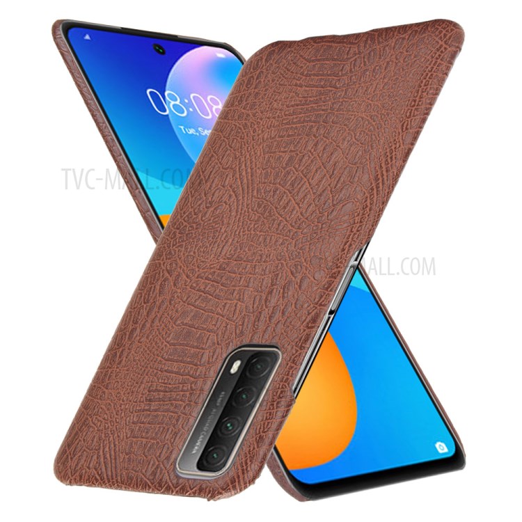Crocodile Texture PC + PU Leather Phone Case Cover for Huawei P smart 2021 / Y7a - Brown-2