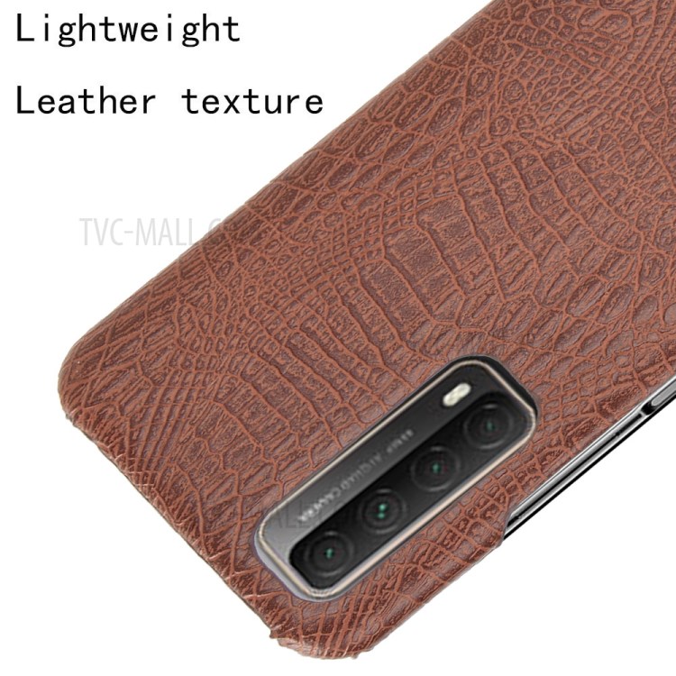 Crocodile Texture PC + PU Leather Phone Case Cover for Huawei P smart 2021 / Y7a - Brown-4
