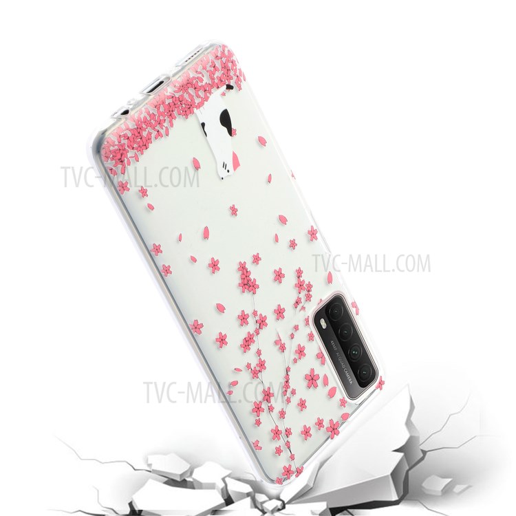 Pattern Printing Cover High Quality 1.5mm TPU Case for Huawei P Smart 2021 / Y7a - Cat and Flower-4