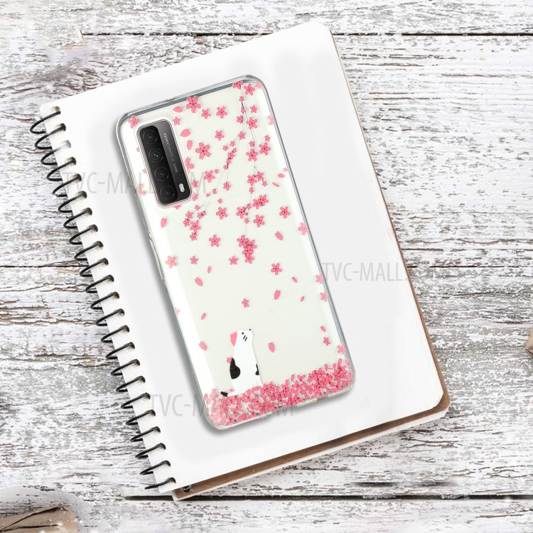Pattern Printing Cover High Quality 1.5mm TPU Case for Huawei P Smart 2021 / Y7a - Cat and Flower-5