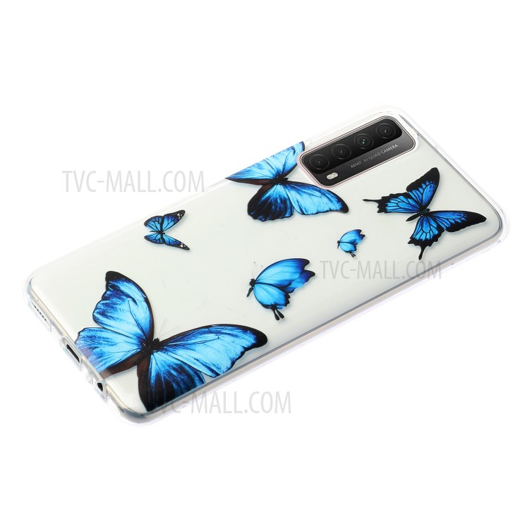 Pattern Printing Cover High Quality 1.5mm TPU Case for Huawei P Smart 2021 / Y7a - Blue Butterfly-2