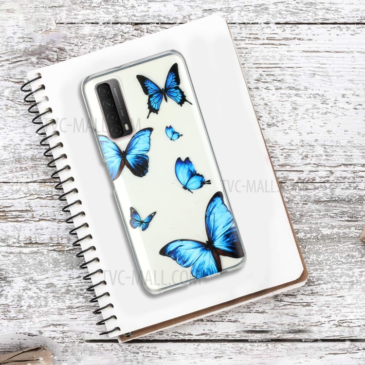 Pattern Printing Cover High Quality 1.5mm TPU Case for Huawei P Smart 2021 / Y7a - Blue Butterfly-5