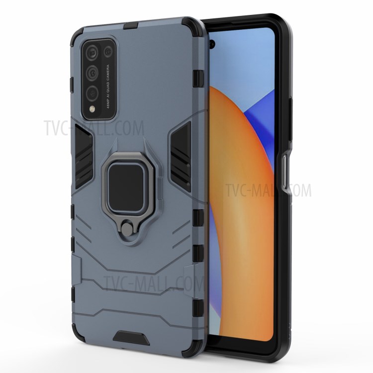 For Honor 10X Lite Ring Holder Kickstand Hybrid PC + TPU Phone Protective Case - Blue-2