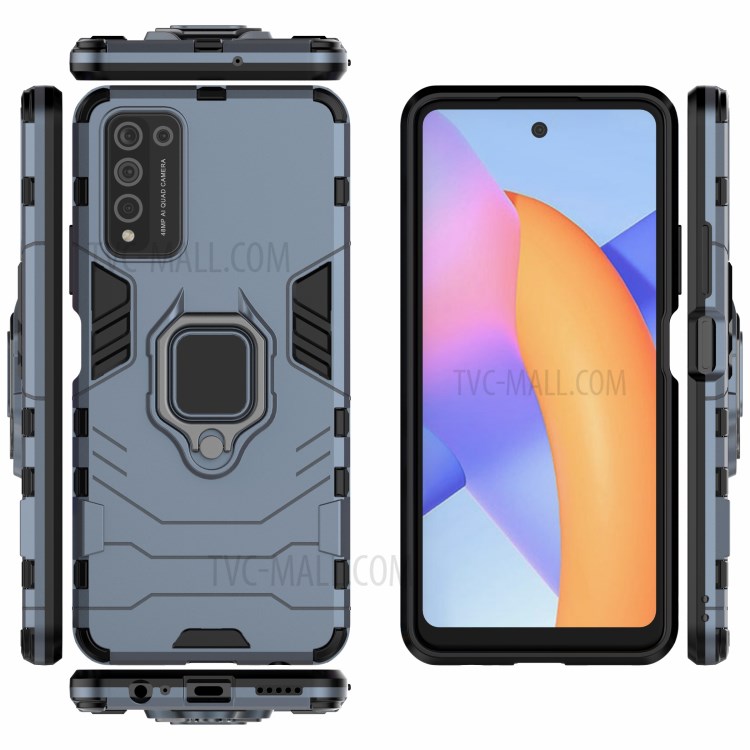 For Honor 10X Lite Ring Holder Kickstand Hybrid PC + TPU Phone Protective Case - Blue-3