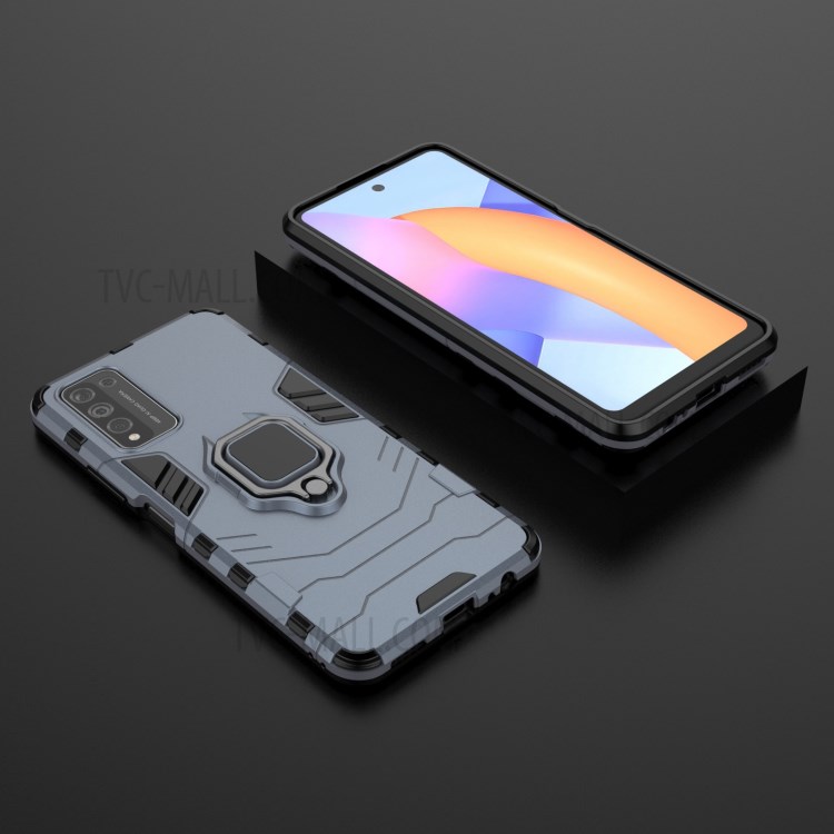 For Honor 10X Lite Ring Holder Kickstand Hybrid PC + TPU Phone Protective Case - Blue-5
