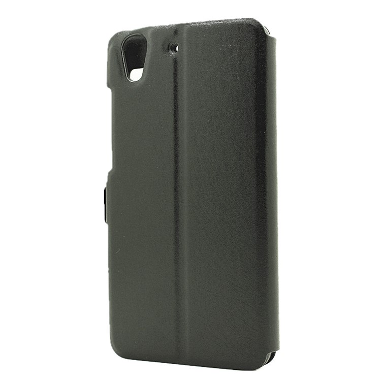 Silk Texture Dual Window Leather Case for Huawei Y6II / Honor 5A - Black-3