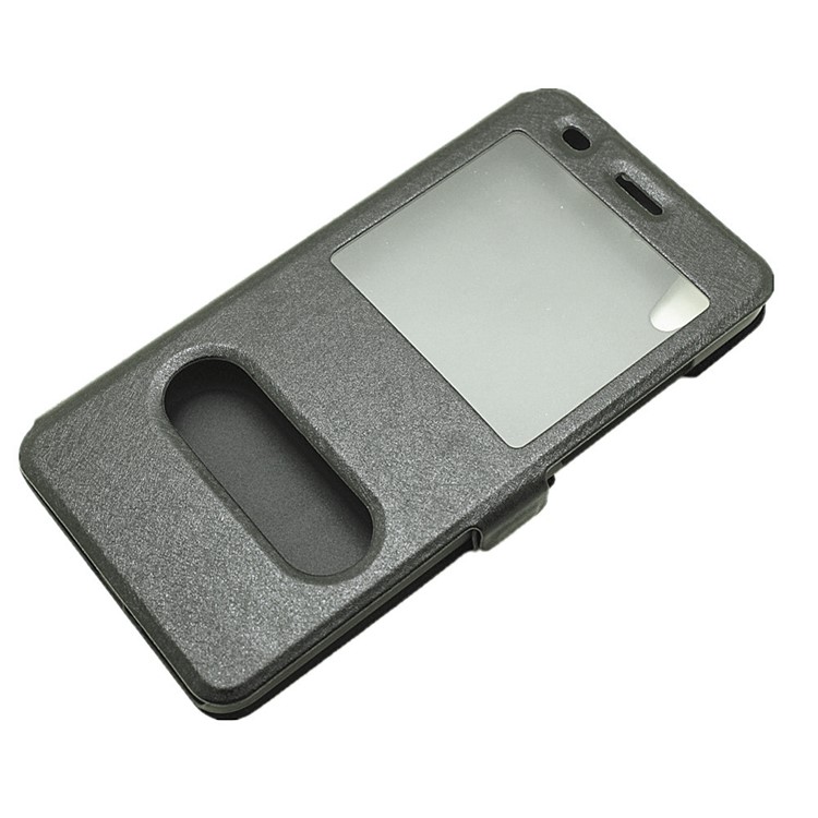 Silk Texture Dual Window Leather Case for Huawei Y6II / Honor 5A - Black-6