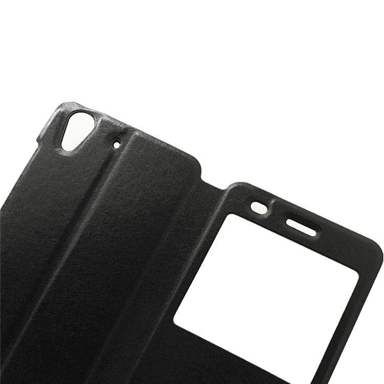Silk Texture Dual Window Leather Case for Huawei Y6II / Honor 5A - Black-9
