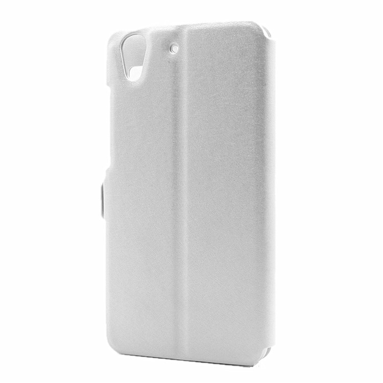 Silk Texture Dual Window Leather Shell for Huawei Y6II / Honor 5A - White-3