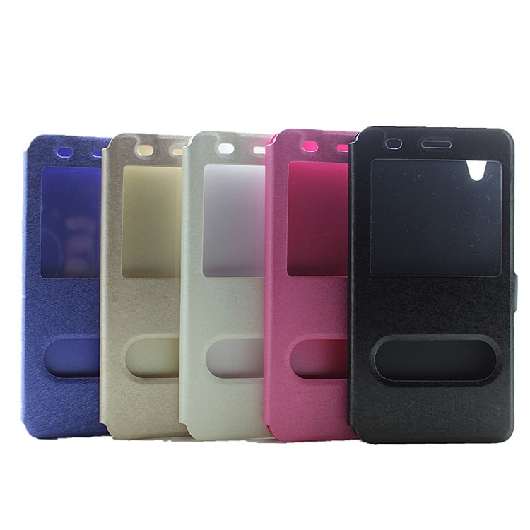 Silk Texture Dual Window Leather Shell for Huawei Y6II / Honor 5A - White-6