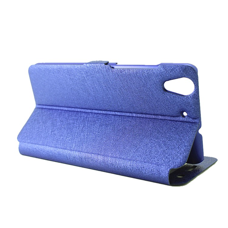 Silk Texture Dual Window Leather Phone Cover for Huawei Y6II / Honor 5A - Blue-5