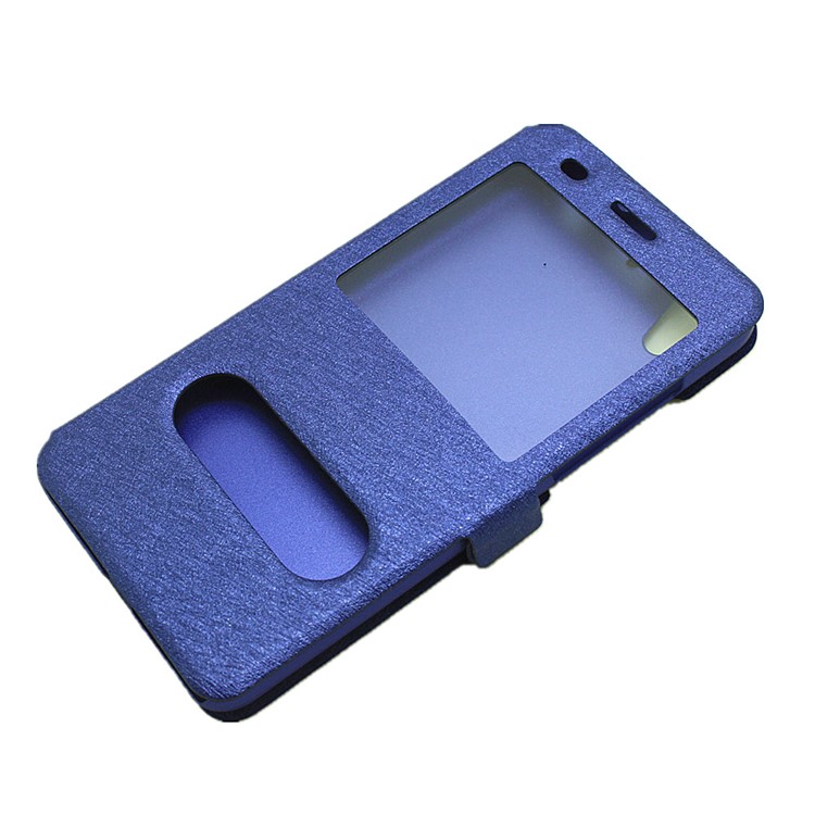 Silk Texture Dual Window Leather Phone Cover for Huawei Y6II / Honor 5A - Blue-6