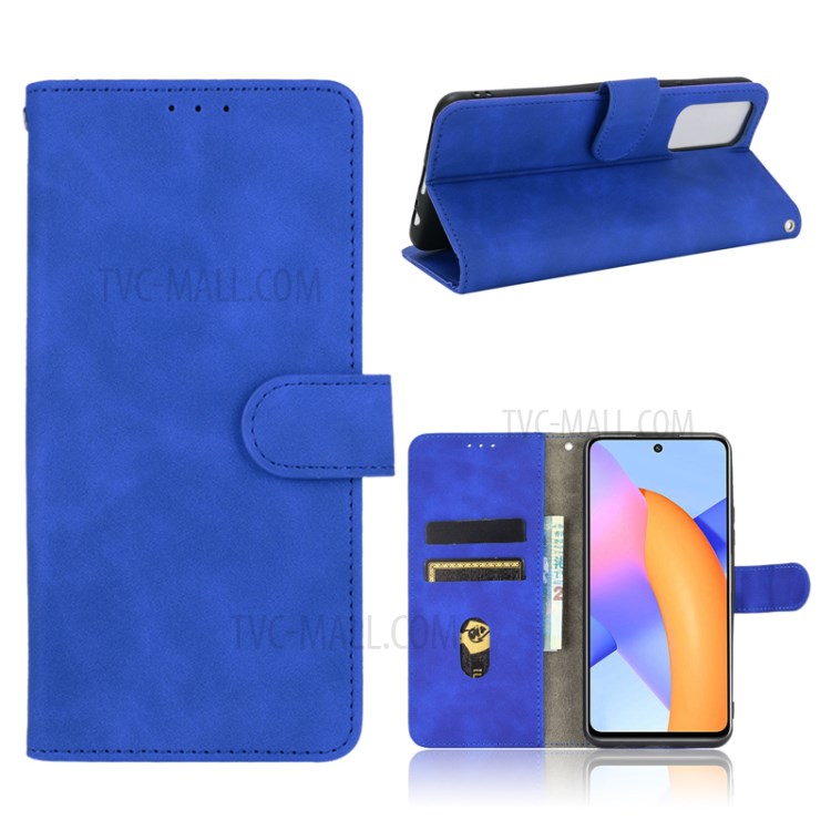 Stand Wallet Leather Skin-feeling Phone Case for Honor 10X Lite - Blue-1