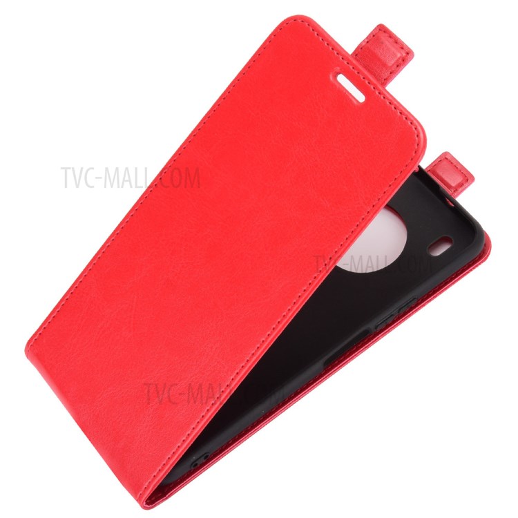 Vertical Flip Crazy Horse Texture Leather Phone Cover Case with Card Slot for Huawei Y9a/Enjoy 20 Plus 5G - Red-3