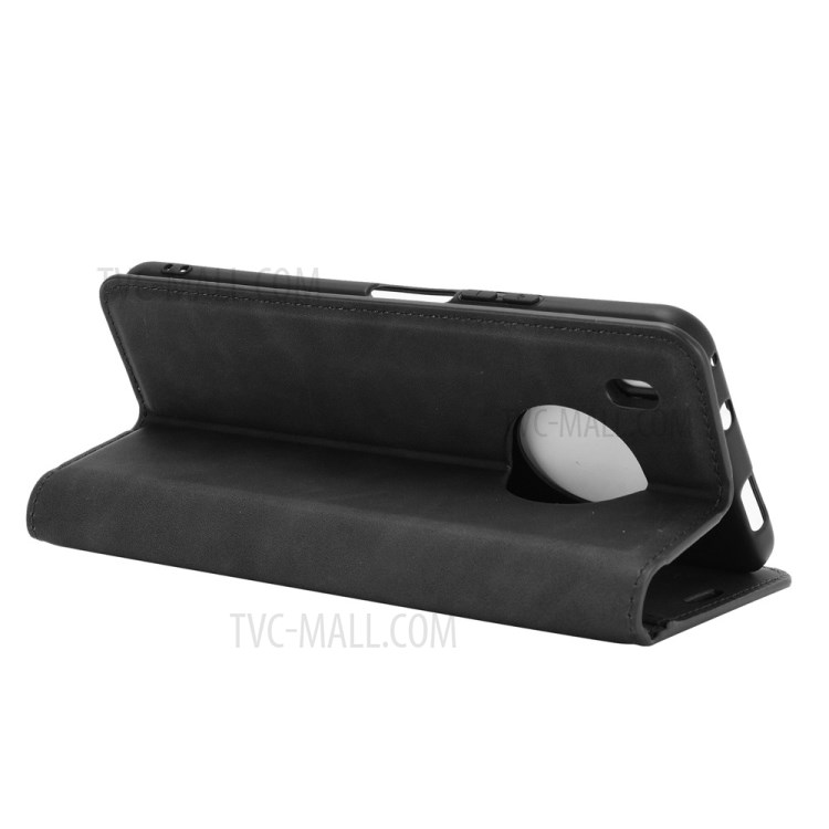 Silky Touch Auto-absorbed Wallet Leather Stand Case for Huawei Y9a / Enjoy 20 Plus 5G - Black-4
