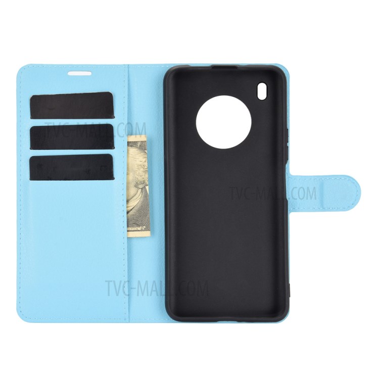 Litchi Texture Leather Wallet Phone Protective Cover for Huawei Y9a / Enjoy 20 Plus 5G - Blue-2