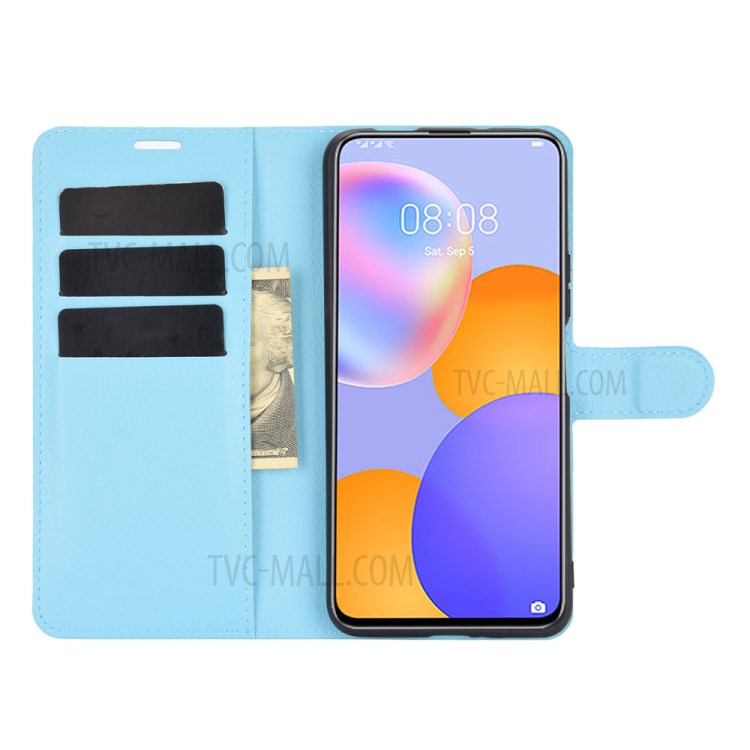 Litchi Texture Leather Wallet Phone Protective Cover for Huawei Y9a / Enjoy 20 Plus 5G - Blue-3