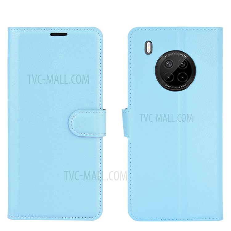 Litchi Texture Leather Wallet Phone Protective Cover for Huawei Y9a / Enjoy 20 Plus 5G - Blue-5