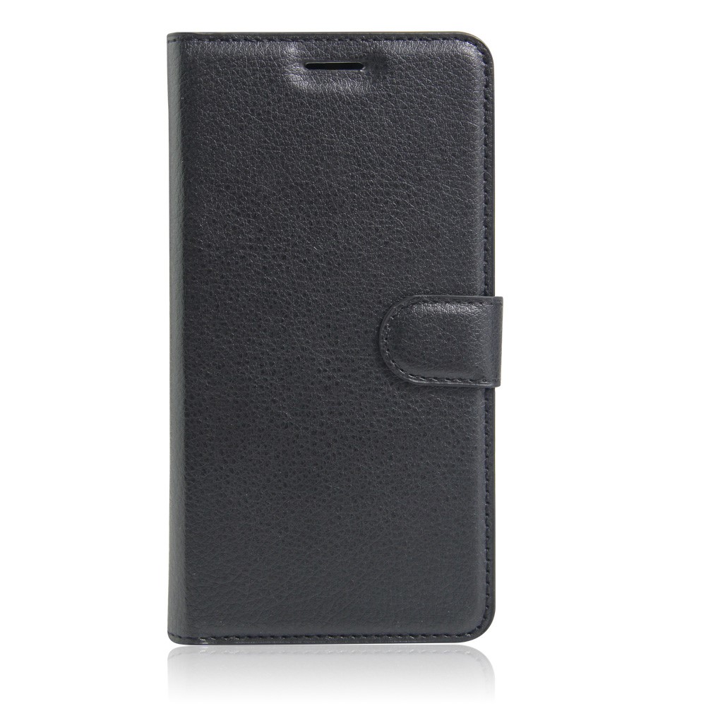 Litchi Texture Stand in Pelle Custodia Per Huawei Honor 8 Con Folio Flip Wallet Design Cover Del Telefono - Nero