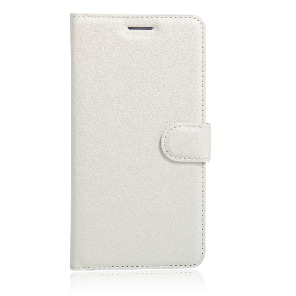 Litchi Texture Stand Case de Cuero Para Huawei Honor 8 Con Folio Flip Wallet Design Cover Del Teléfono - Blanco-2