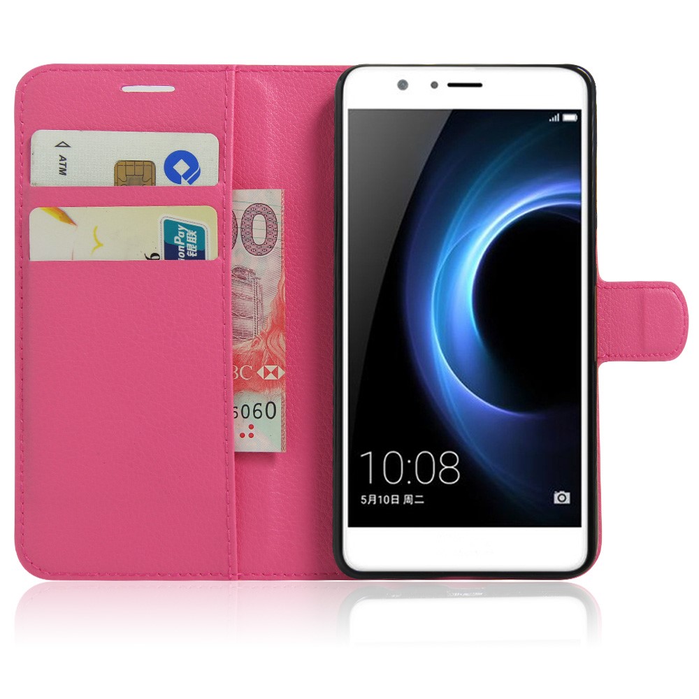 Litchi Skin PU Leather Stand Case for Huawei Honor 8 - Rose-5