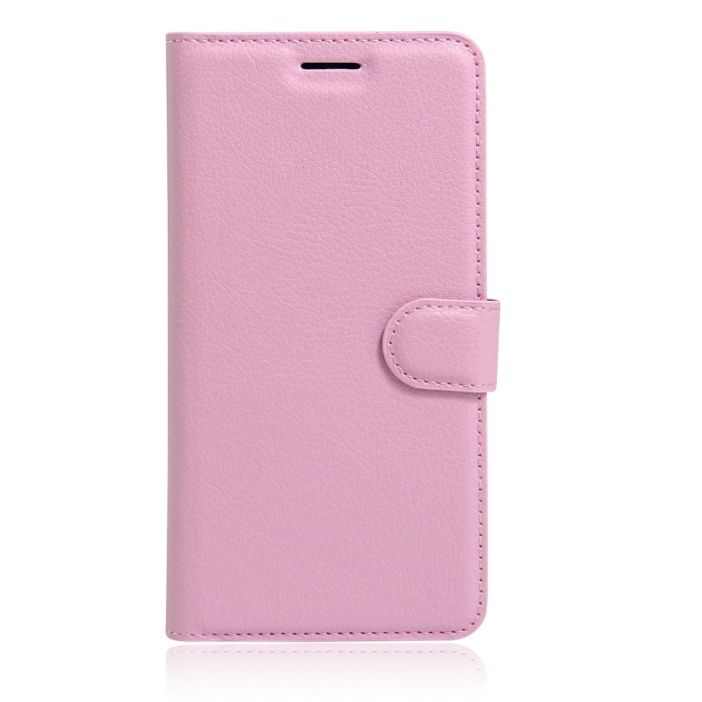 Litchi Grain Leather Wallet Stand Cover for Huawei Honor 8 - Pink-2