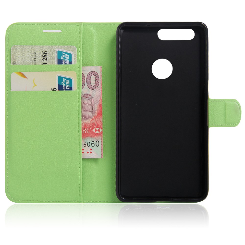 Lychee Skin Flip Leather Phone Case for Huawei Honor 8 - Green-4