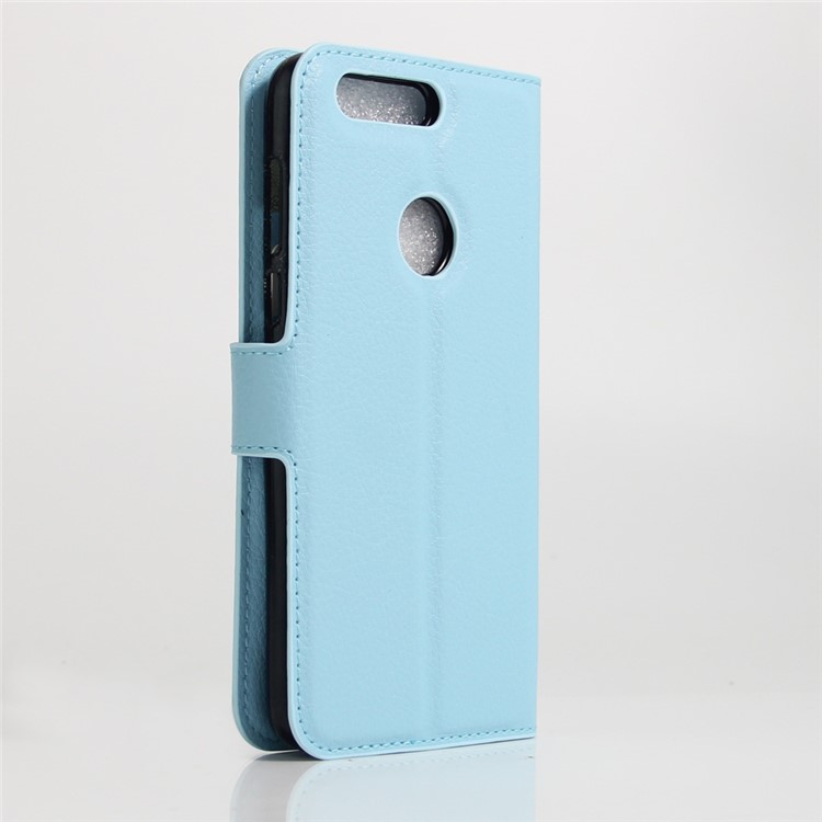 Litchi Texture Flip Leather Protector Case for Huawei Honor 8 - Blue-3