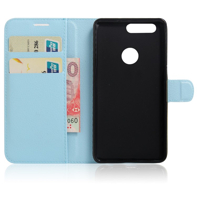 Litchi Texture Flip Leather Protector Case for Huawei Honor 8 - Blue-4