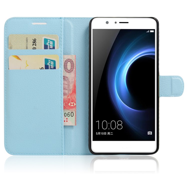 Litchi Texture Flip Leather Protector Case for Huawei Honor 8 - Blue-5