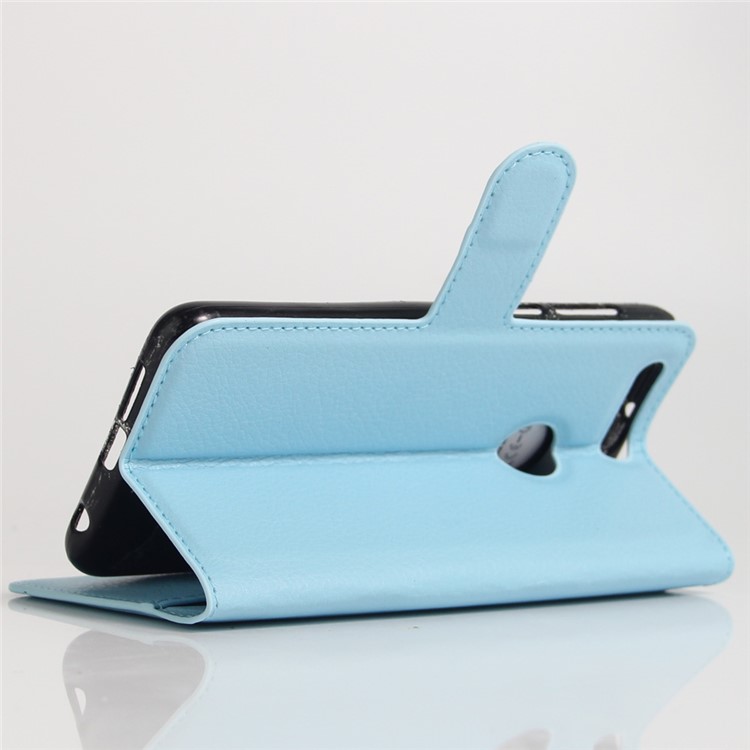 Litchi Texture Flip Leather Protector Case for Huawei Honor 8 - Blue-6